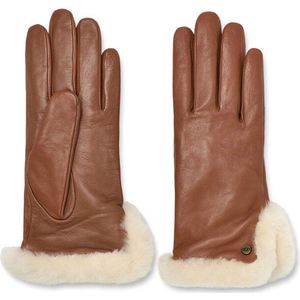 UGG W Leather Sheepskin Vent Glove Dames Handschoenen - Cognac - Maat L