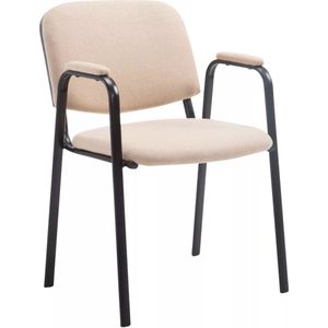 In And OutdoorMatch Bezoekersstoel - Eetkamerstoel - Antone - Witte stof - zwart frame - comfortabel - modern design - set van 1 - Zithoogte 47 cm - Deluxe