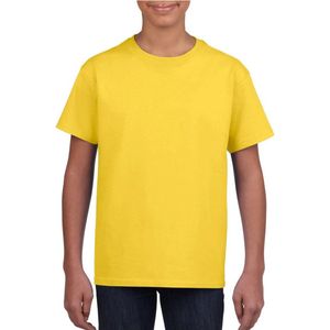 Geel basic t-shirt met ronde hals voor kinderen unisex- katoen - 145 grams - gele shirts / kleding voor jongens en meisjes S (110-116)