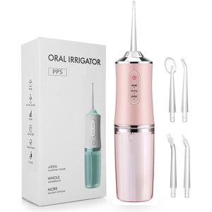 Draadloze Waterflosser | Monddouche | Inclusief 4 Opzetstukjes | Flosapparaat - Waterdicht - 1200 mAh Batterij - Water Flosser - 3 Modus - Oplaadbaar via USB - kleur: Roze