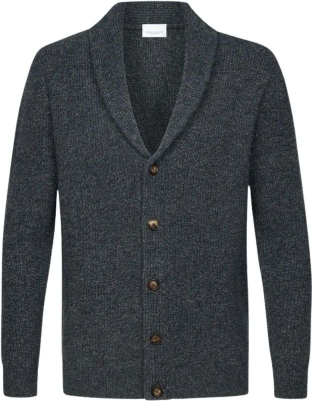 Profuomo - Cardigan - Blauw - Shawl Collar