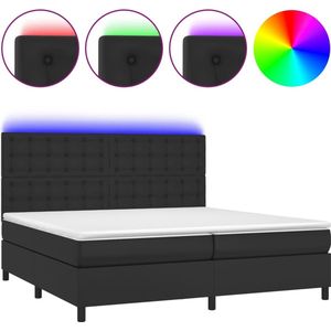 vidaXL - Boxspring - met - matras - en - LED - kunstleer - zwart - 200x200 - cm