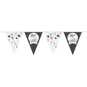 Vlaggenlijn gender reveal party/feest slinger 10 meter - Baby jongen/meisje party decoratie