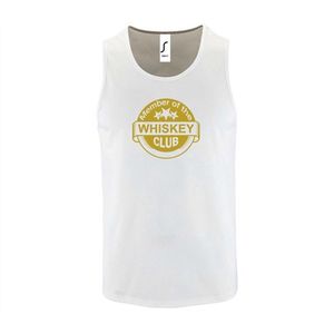 Witte Tanktop sportshirt met ""Member of the Whiskey club"" Print Goud Size XXL