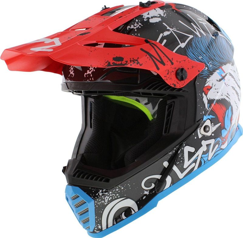 LS2 - MX437J Fast Mini Evo - Motocross Helm - Zwart - Polycarbonaat