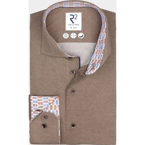 R2 Amsterdam - Overhemd Melange Bruin - Heren - Maat 44 - Modern-fit