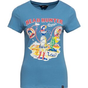 Queen Kerosin Damen Basic T-Shirt ''Head Hunter'' QKU41011 Sky Blue-M