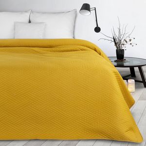 Oneiro’s luxe BONI Type 4 Beddensprei Oker - 170x210 cm – bedsprei 2 persoons - beige – beddengoed – slaapkamer – spreien – dekens – wonen – slapen