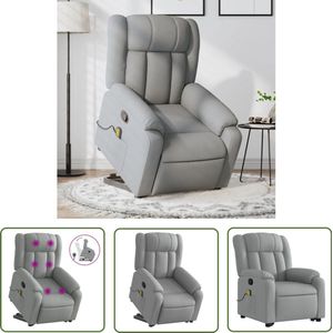 vidaXL Massageruimte - Sta Opstoel - Sta-op-massagestoel verstelbaar stof lichtgrijs - Ergonomische Stoel - Relaxfauteuil - Elektrisch Bedienbare Stoel
