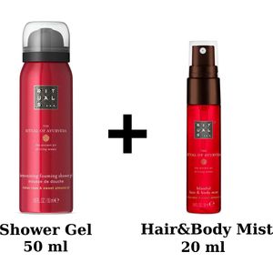 Rituals - Ayurveda - Shower Gel 50 ml Travel size + Hair&Body Mist 20 ml Travel size - Douchegel - Doucheschuim