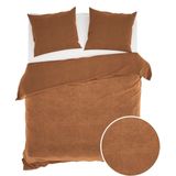 Zo! Home Velluto Dekbedovertrek - Eenpersoons - 140x200/220 cm - Cognac Brown