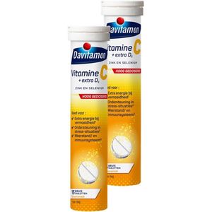 Davitamon Vitamine C forte + vitamine D3 - 2 x 15 bruistabletten - Voedingssupplement - BUNDEL 2 STUKS