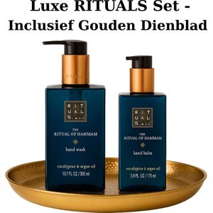 Rituals - Geschenkset - Hammam - Hand Wash 300 ml + Kitchen Hand Balm 175 ml + Gouden Dienblad - Cadeau Set - Rituals Producten