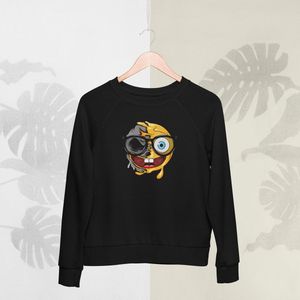 Feel Free - Halloween Sweater - Smiley: smiley Nerdgezicht - Maat L - Kleur Zwart