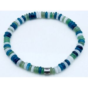 7FB-0799 – Frank 1967 – Kralenarmband – Wit, Lichtgroen & Blauw – Zilverkleurig