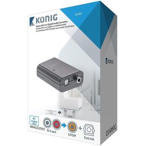 Digital Audio Converter 2x RCA Female - 1x TosLink Female + 1x S/PDIF (RCA) Female Dark Grey