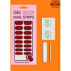 Studio Moxi® - Spicy Ruby – Zelfklevende Gel Nagels - 22 wraps + Nagelvijl - Nepnagels - Manicure – Strips