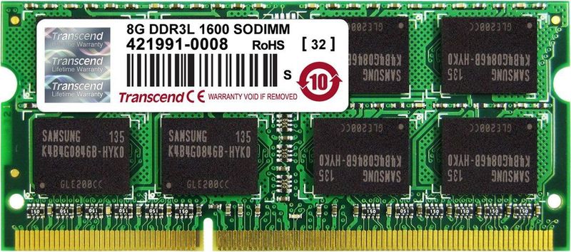 Transcend - 8GB - DDR3 - RAM Geheugen - 1600MHz - 200pin SODIMM