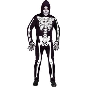 Widmann - Spook & Skelet Kostuum - Wandelende Bottenzak Skelet - Man - Zwart / Wit - XXL - Carnavalskleding - Verkleedkleding
