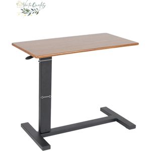 VirtuQuality ® - Grote Rollende Overbed Laptop Bureau - Hoogte Verstelbare Tafel - Ziekenhuis Nachtkastje met Lade - Zwart & Bruin Design
