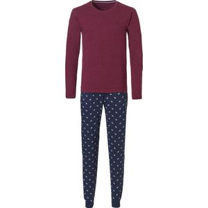 Phil & Co Lange Heren Winter Pyjama Set Katoen Rood / Blauw - Maat L