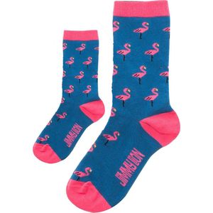 Zo Vader Zo Zoon/Dochter sokken Flamingo | Maat: Vader 41 - 46 | Kind 1 - 3 jaar