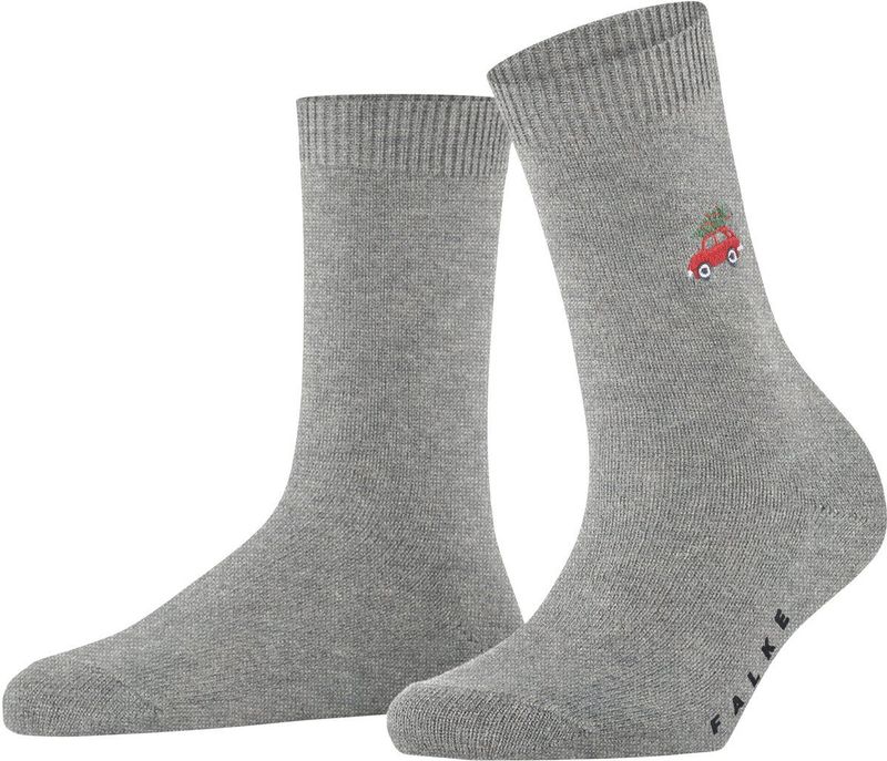 FALKE - Cosy Wool Star X-Mas - Wol Kasjmier Sokken - Grijs