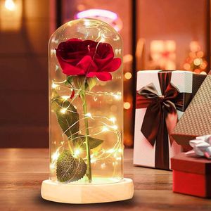 Eeuwige Rode Roos Forever Red Rose - Mooie Beestroos met Licht Betoverde Zijden Roos in Glazen Koepel - Nooit Vervagende Roos Cadeau voor Moederdag - Jubileum - Verjaardag - Valentijnsdag - Kamerdecoratie