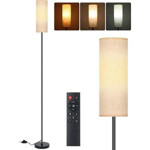 Vloerlamp met Afstandsbediening, Dimbare Woonkamerlamp met 11 Kleurtemperaturen, E27 LED-lamp Staande Lamp met Voetschakelaar voor Slaapkamer, Kantoor