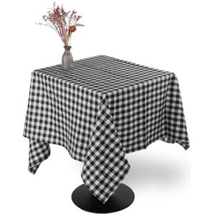 Tiseco - Tafelkleed GINGHAM - Katoen - Geblokt - 150x150 cm, zwart