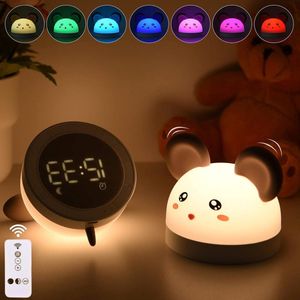 Nachtlampje wekker LED Wake Up Light radiowekker aanraking dimbaar Alba dubbel alarm 8 geluiden 7 kleuren FM Snooze USB-oplaadbaar