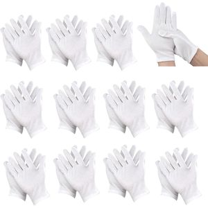 12 paar witte katoenen handschoenen - zacht handkatoen - witte handschoenen - katoenen handschoenen - alledaagse katoenen handschoenen - Care Katoenen Handschoenen - voor Huidverzorging, Sieraden Onderzoek - 9inch