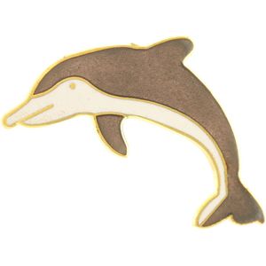 Behave® Broche dolfijn bruin wit emaille