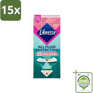 15 x Libresse – Inlegkruisjes – Extra Protect Long – Betrouwbare bescherming – 22 Inlegkruisjes - Grootverpakking - Extra Bescherming - Inlegkruis - Dagelijks Gebruik - Hygiëne - Huidvriendelijk