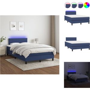 vidaXL Blauwe Boxspring - 203 x 120 x 78/88 cm - Met verstelbaar hoofdbord - gekleurde LED-verlichting en pocketvering matras - Bed