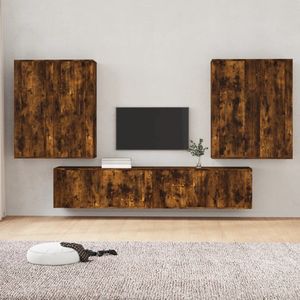 The Living Store Tv-meubelset - Gerookt eiken - 6 stuks - 100 x 34.5 x 40 cm (B x D x H)