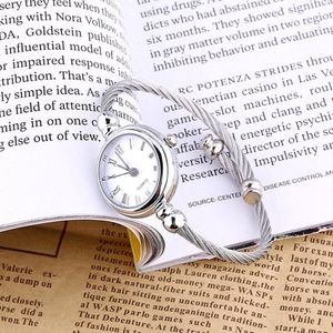 Vrouwelijke Ronde Quartz Horloge - 4 Kleuren, Open Armband, Damesmode - Romeinse Witte Plaat
