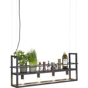 QAZQA cage rack - Moderne Grote hanglamp voor boven de eettafel | in eetkamer - 4 lichts - L 1015 mm - Zwart - Woonkamer