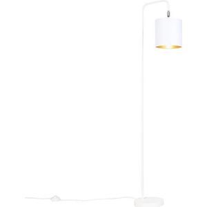 QAZQA lofty - Moderne Vloerlamp | Staande Lamp met kap - 1 lichts - H 1405 mm - Wit - Woonkamer | Slaapkamer