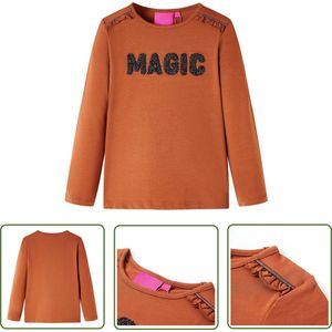 vidaXL Meisjeshemd - Kinderhemd - Kindershirt met lange mouwen 104 cognackleurig - Jongenshemd - Longsleeve - Kindskleding