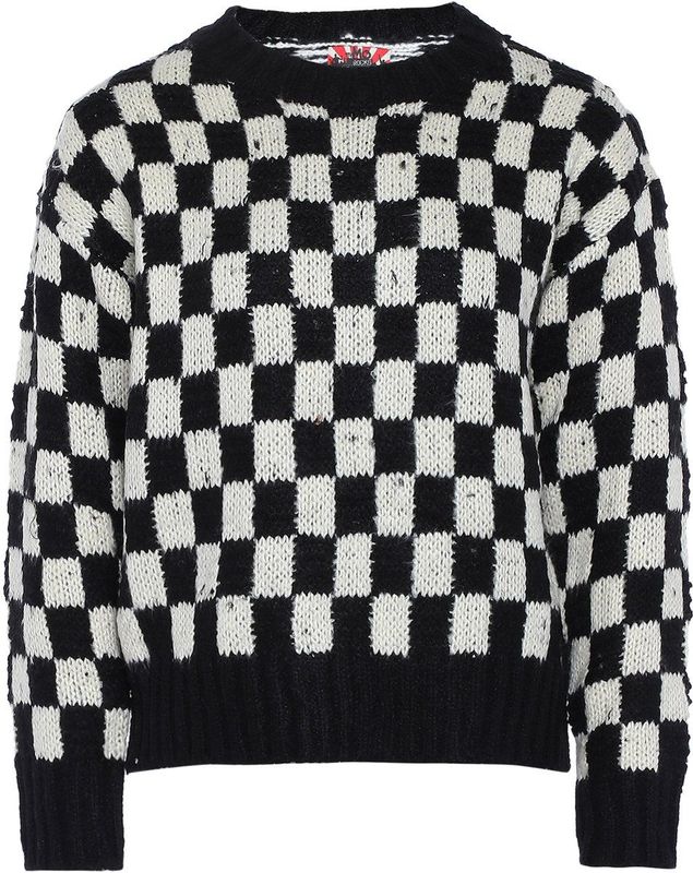 Trui - Geruit - Overcut Schouder - Ronde Hals - Lange Mouw - Losse Pasvorm