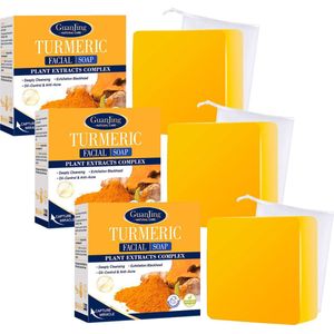 3 x Turmeric zeep + GRATIS scrubwashandje | Turmeric soap | 100% Natuurlijk | Kurkuma zeep | Gezichtszeep |
