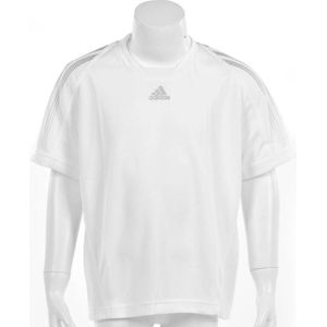 adidas Boys Response Tee - Sportshirt - Kinderen - Maat 128 - Wit;Metallic Zilver