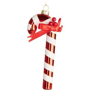 BRUBAKER Handgeschilderde Glazen Kerstbal - Grappig Motief - Handgeblazen Kerstboom Decoratie Figurines Grappige Deco Hanger - Boombal Kerstbal Kerst Decoratie - Candy Cane Rood-Wit