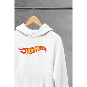 Hoodie - Hot mess - Wurban Wear | Grappige hoodie | Leuk cadeau | Unisex hoodie | Meme | Meme kleding | Viespeuk | Grappige kleding | Grappige trui | Dubbelzinnige kleding | Wit & Zwart