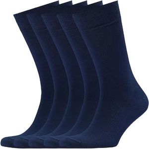 Herenkledingsokken, 5-pack geassorteerd patroon, effen, gestreept, argyle, gestippelde ronde sokken cadeau voor heren schoenmaat,Marineblauw