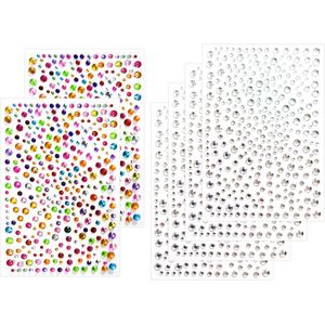 6 stuks acryl diamantstickers glinsterende edelstenen zelfklevende stickers strass-stickers voor gezicht lichaam nagelkunst en doe-het-zelf werk (gemengde kleuren)