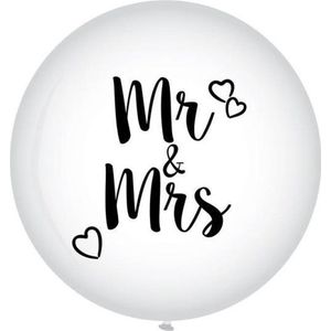 XL ballon Mr & Mrs wit