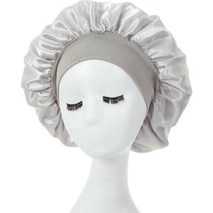 Jumada's Satijnen Nachtrust masker cap muts - Breedgerande Unisex slaapmuts Grijs