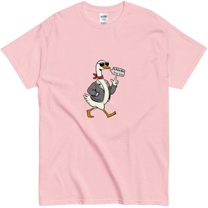 Cartoon Gans T Shirt Dames Heren - Grappig Origineel Ontwerp - Tekst: No Matter What, Stay Cool - Roze - 2XL
